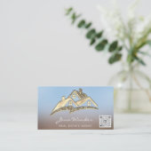 Sell House Social Mediaロゴ金ゴールド写真QR CODE Bu 名刺 (スタンド正面)