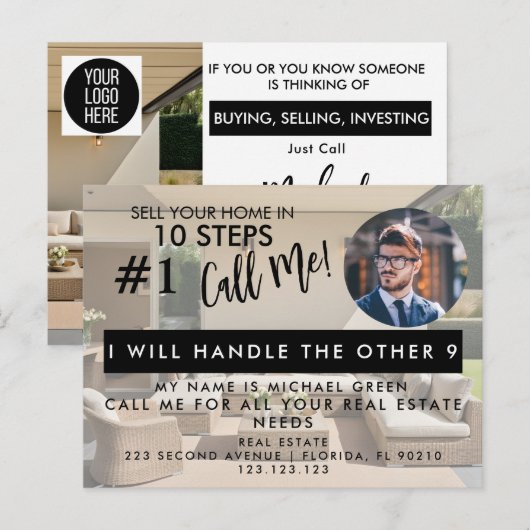 Sell Your Home in 10 Steps Agent spring clean Card 案内ポストカード (正面/裏面)