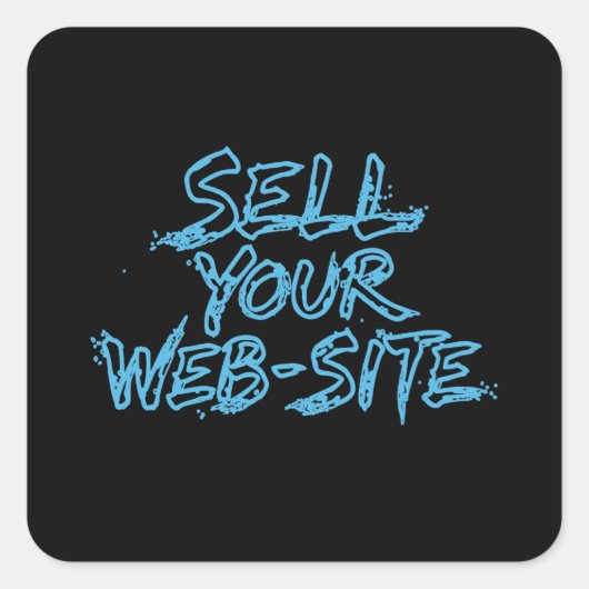 Sell Your Website ブルー ダストレス タイポグラフィ スクエアシール (正面)