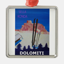 SellaロンダのレトロポスターDolomitiイタリア メタルオーナメント