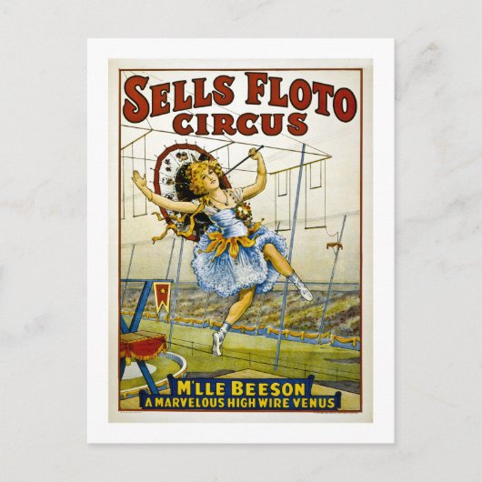 Sells Floto 1921 - M'lle Beeson ポストカード (正面)