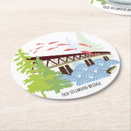 Sellwood橋ポートランド古いコースター ラウンドペーパーコースター