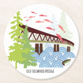 Sellwood橋ポートランド古いコースター ラウンドペーパーコースター (正面)