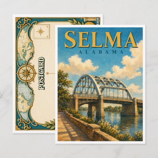 Selma Alabama Pettus Bridge GeoSaga ポストカード (正面/裏面)