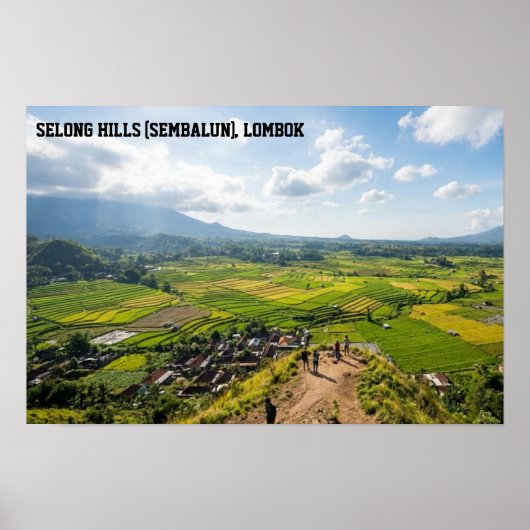 Selong Hill Sembalun Lombok Rice Field Art ポスター (正面)