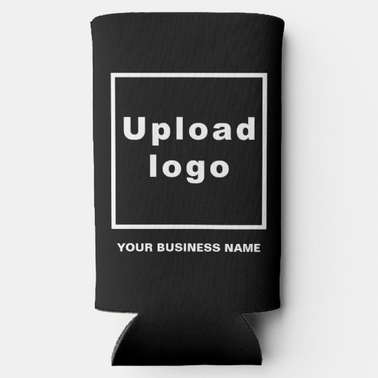 Seltzer Can Blackのビジネス名とロゴクール スリム缶クーラー (裏面)