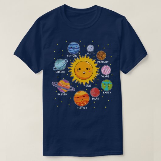 SEM太陽の Kids Boys Girlsのシステム宇宙惑星 Tシャツ (デザイン正面)