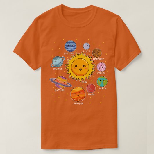SEM太陽の Kids Boys Girlsのシステム宇宙惑星 Tシャツ (デザイン正面)