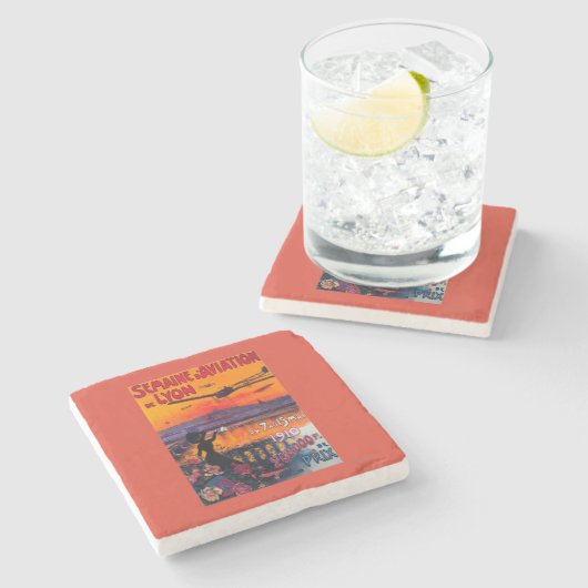 Semaineのdの航空Deライオンヴィンテージポスター ストーンコースター (横)