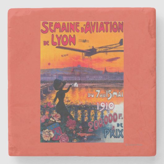 Semaineのdの航空Deライオンヴィンテージポスター ストーンコースター (正面)