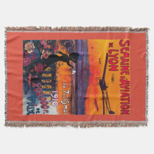 Semaineのdの航空Deライオンヴィンテージポスター スローブランケット (正面)