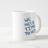 Semi-dark blue hand lettered healing message ジャンボコーヒーマグカップ (正面右)