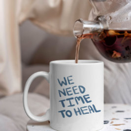 Semi-dark blue hand lettered healing message ジャンボコーヒーマグカップ