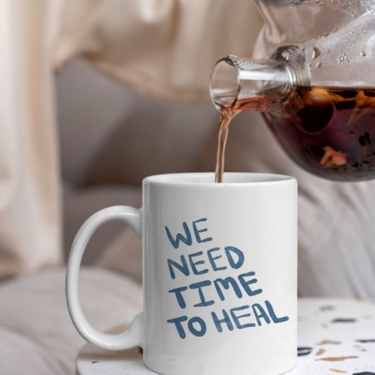 Semi-dark blue hand lettered healing message ジャンボコーヒーマグカップ