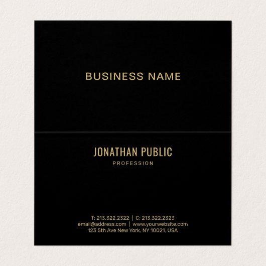 Semi-Gloss Paper Elegant Black And Gold Folded 名刺 (内部フラット)