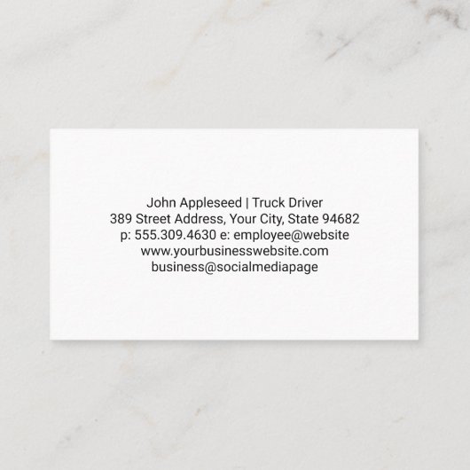 Semi Truck at Shipping Port 名刺 (裏面)