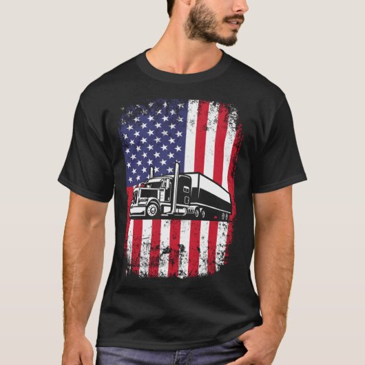 Semi Truck Driver 18 Wheeler Trucker USA American  Tシャツ (正面)