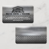Semi Truck Fleet Logo | Industrial Steel Metallic 名刺 (正面/裏面)