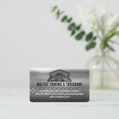 Semi Truck Fleet Logo | Industrial Steel Metallic 名刺 (スタンド正面)