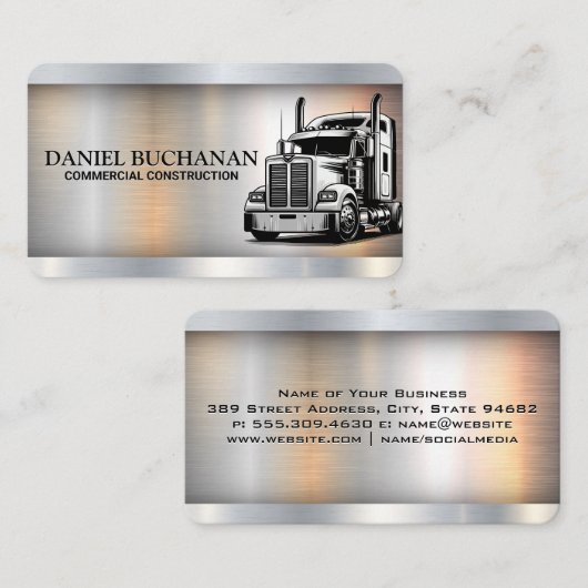 Semi Truck Transport Driving | Metal 名刺 (正面/裏面)