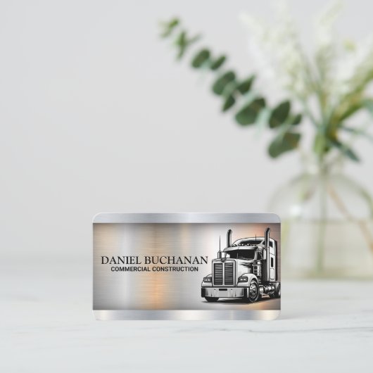 Semi Truck Transport Driving | Metal 名刺 (スタンド正面)