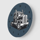Semi Truck Transport Highway Cool Driver ラージ壁時計 (傾斜)