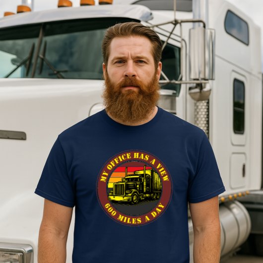 Semi Truck Trucking Over Retro Sunset Template Tシャツ