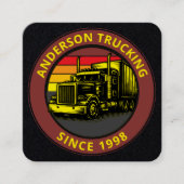 Semi Truck Trucking Retro Sunset Template スクエア名刺 (正面)