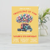 Semi Truck, Truckload of Fun Birthday Party 招待状 (スタンド正面)