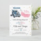 Semi Trucks or Tutus gender reveal invitation. 招待状 (スタンド正面)