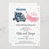 Semi Trucks or Tutus gender reveal invitation. 招待状 (正面/裏面)