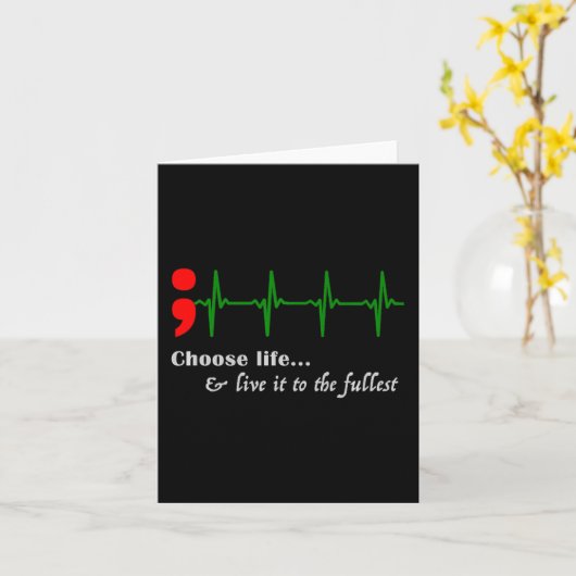 Semicolon Ekg Suicide Awareness Prevention  カード (黄色い花)