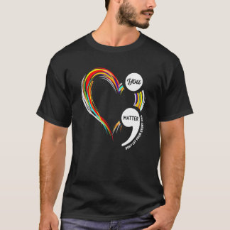 Semicolon Heart Cute End The Stigma Mental Health Tシャツ