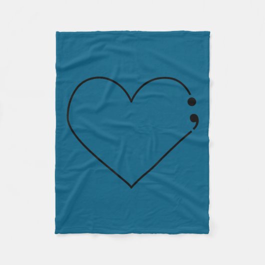 Semicolon Heart Mental Health Awareness Therast De フリースブランケット (正面)