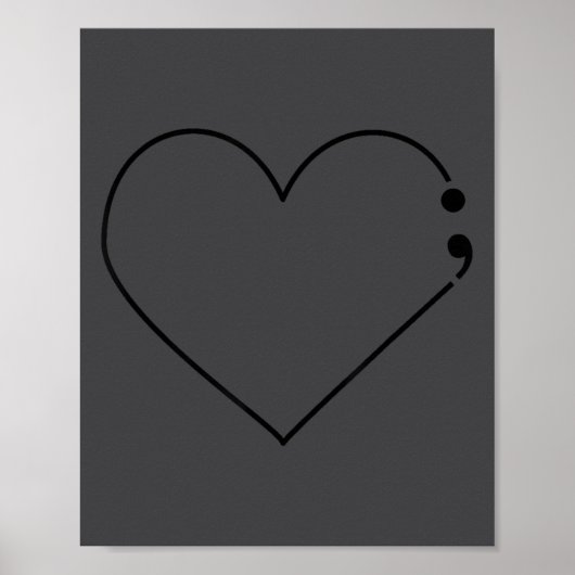 Semicolon Heart Mental Health Awareness Therast De ポスター (正面)