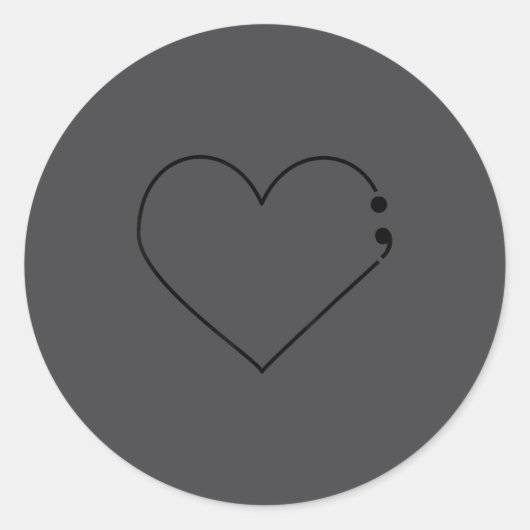 Semicolon Heart Mental Health Awareness Therast De ラウンドシール (正面)