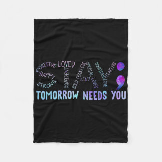 Semicolon Stay Tomorrow Need You フリースブランケット