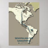 Semipalmated Sandpiper Migration Map – Minimalist  ポスター (正面)