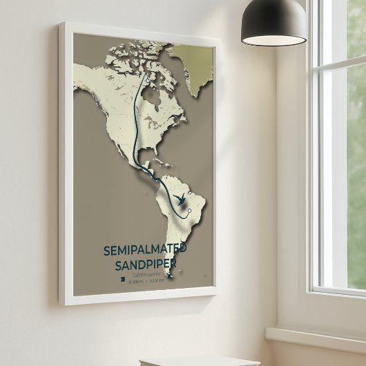 Semipalmated Sandpiper Migration Map – Minimalist  ポスター