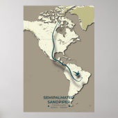 Semipalmated Sandpiper Migration Map – Minimalist  ポスター (正面)