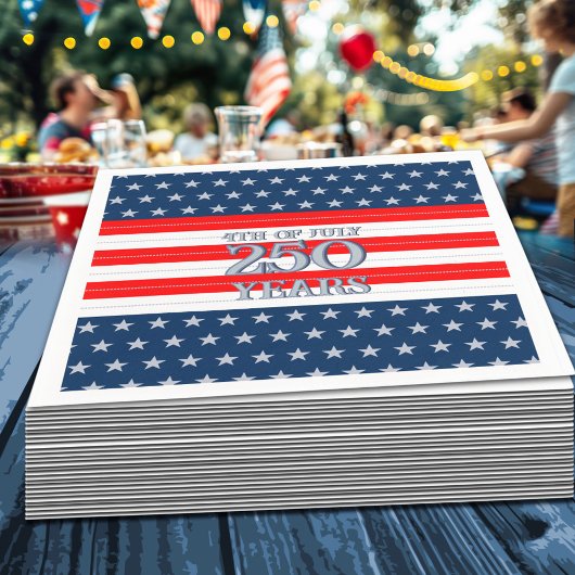 Semiquincentennial Navy Stars & Stripes 250 Years スタンダードカクテルナプキン