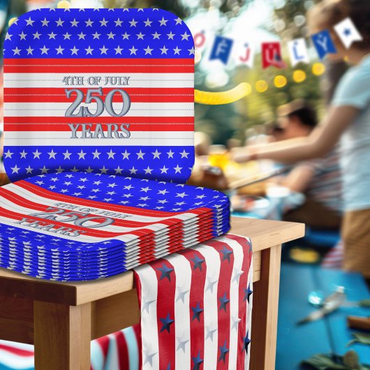 Semiquincentennial Red White Blue Stars Stripes 25 ペーパープレート