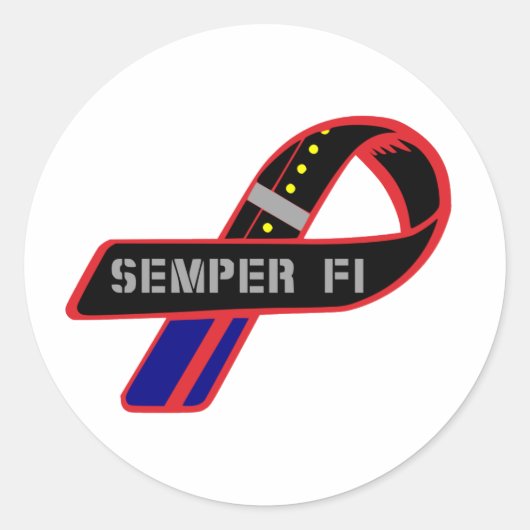 Semper Fiリボン ラウンドシール (正面)