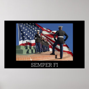 Semper Fi – ライフル隊と旗 ポスター