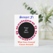 Semper Fi Ambigramと写真 ポストカード (スタンド正面)