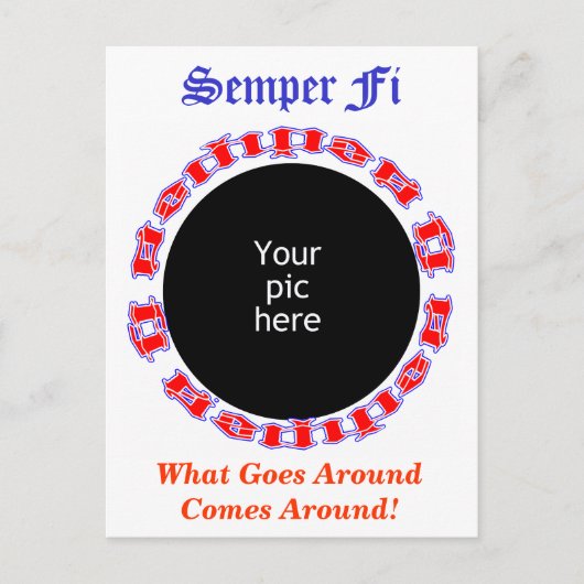 Semper Fi Ambigramと写真 ポストカード (正面)