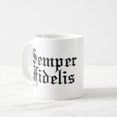 Semper Fidelis – 常に忠実 – ラテン語フレーズ コーヒーマグカップ (正面左)