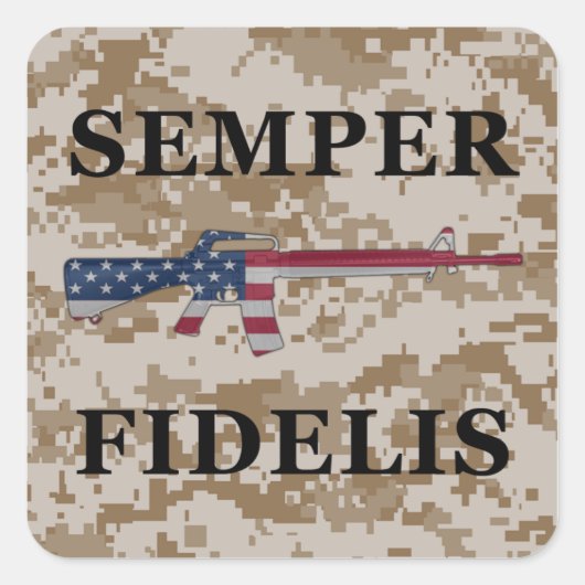 Semper Fidelis M16ステッカータン スクエアシール (正面)