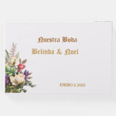 Sencillo, elegante recuerdo con flores y dorado ゲストブック (正面)