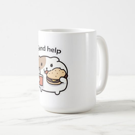Send Help Funny Coffee Mug – Relatable Stress Meme コーヒーマグカップ (正面右)